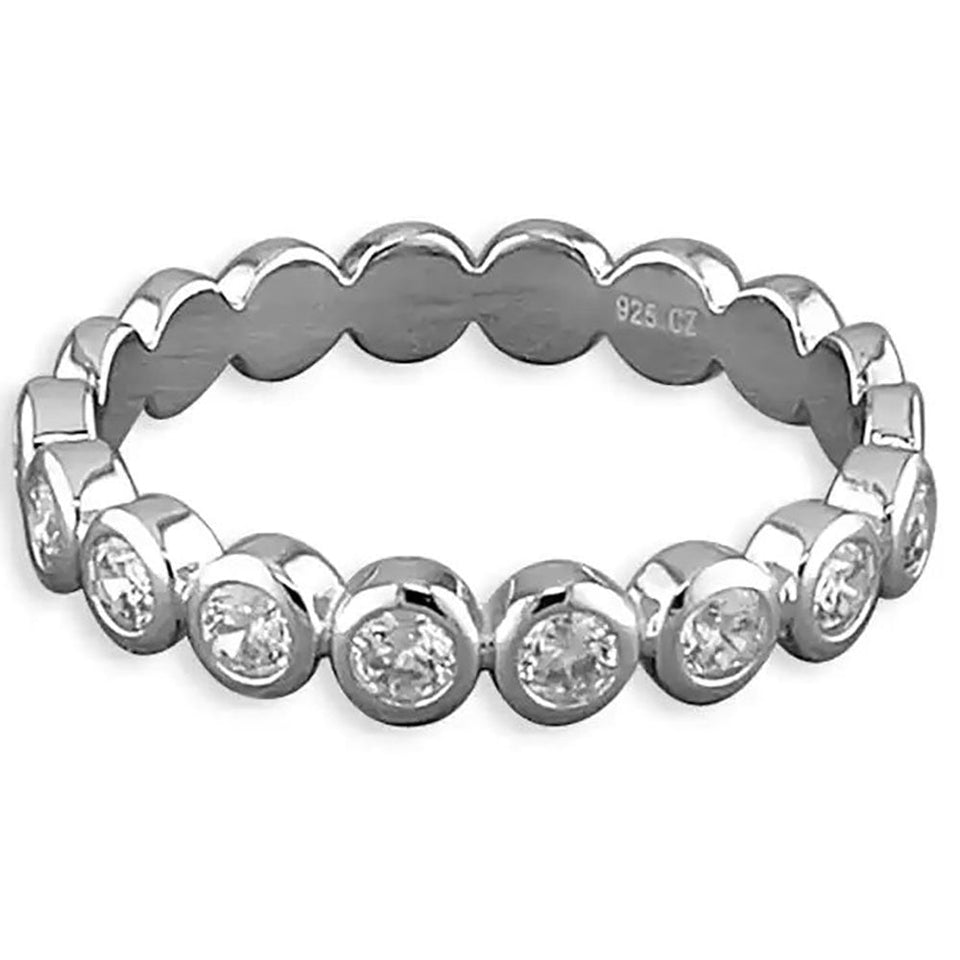 Francis & Gaye Sterling Silver Rub Set Half Eternity Ring