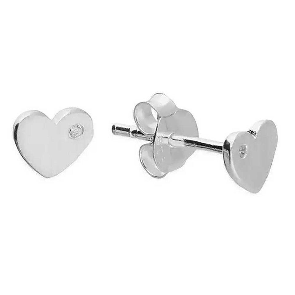 Francis & Gaye Sterling Silver Single Stone Heart Earrings