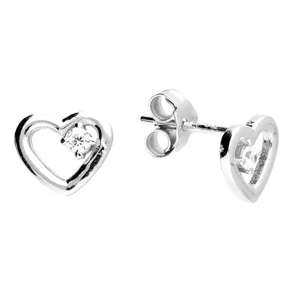 Francis & Gaye Sterling Silver Single Stone Open Heart Earrings