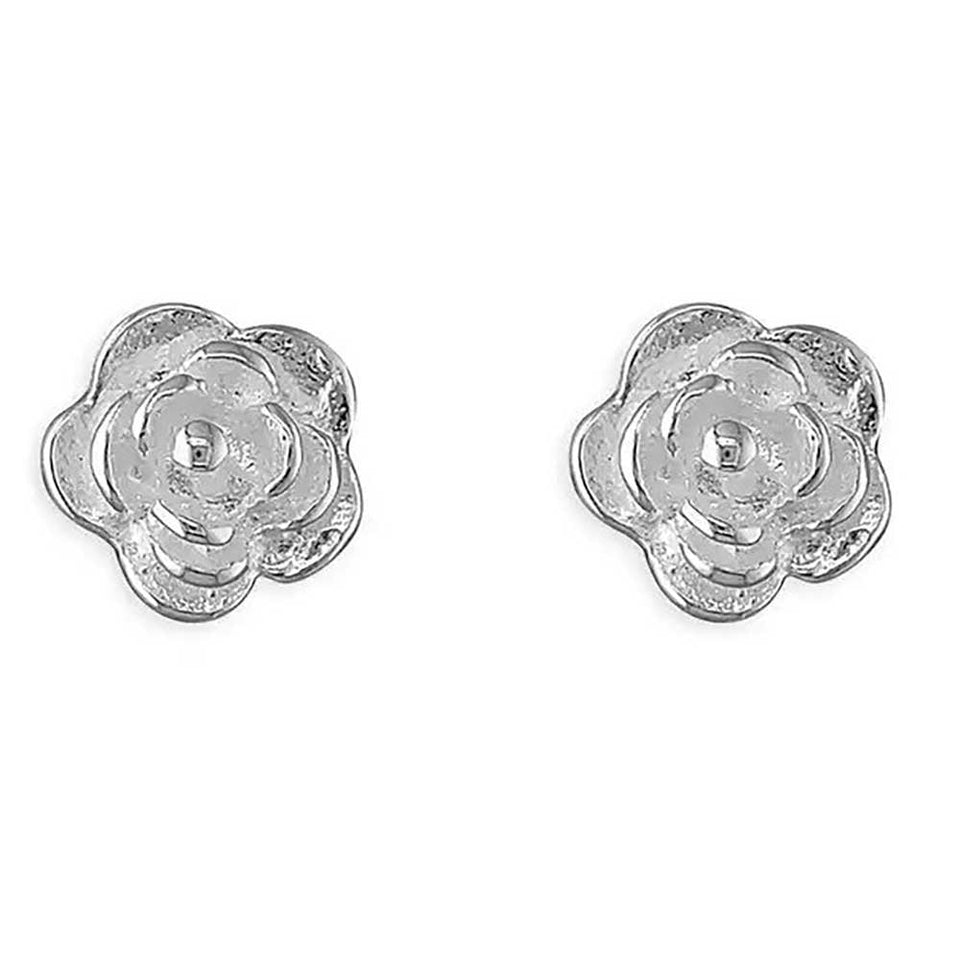 Francis & Gaye Sterling Silver Small Rose Flower Earrings