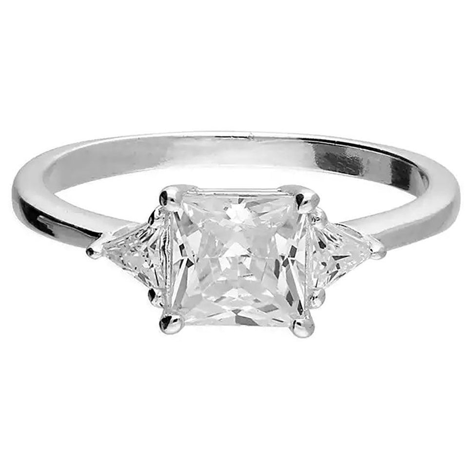 Francis & Gaye Sterling Silver Square & Triangle Stone Trilogy Ring