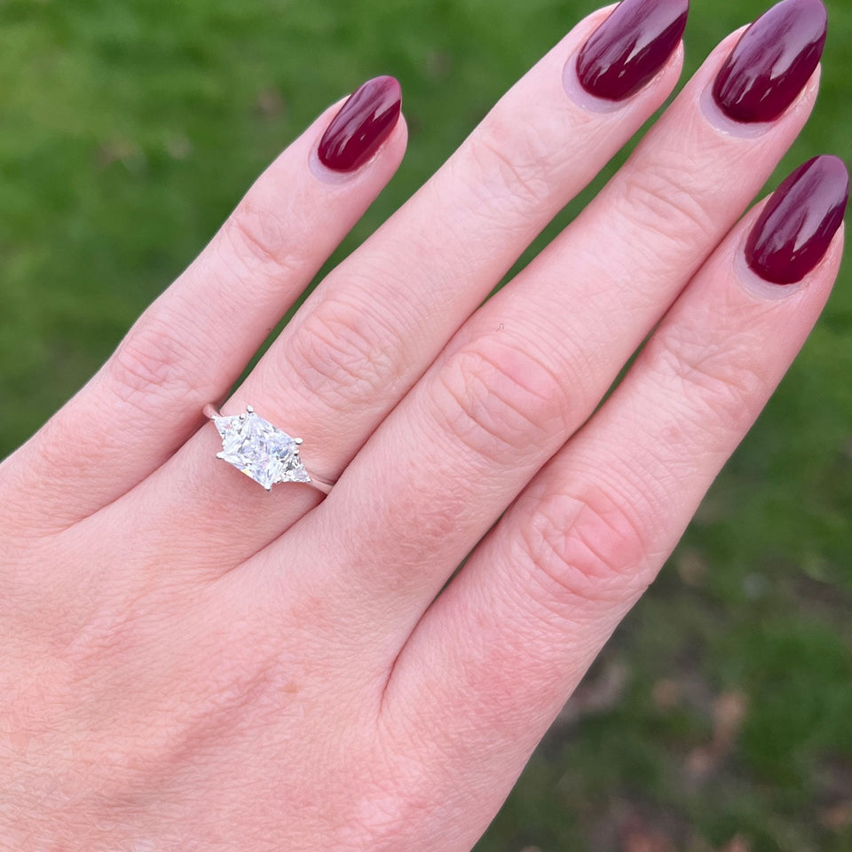 Francis & Gaye Sterling Silver Square & Triangle Stone Trilogy Ring