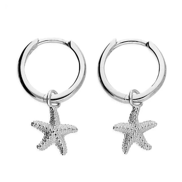 Francis & Gaye Sterling Silver Starfish Hinged Huggie Hoops