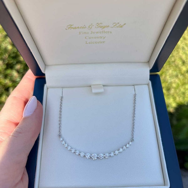 Francis & Gaye Sterling Silver Stone Set Curved Necklace