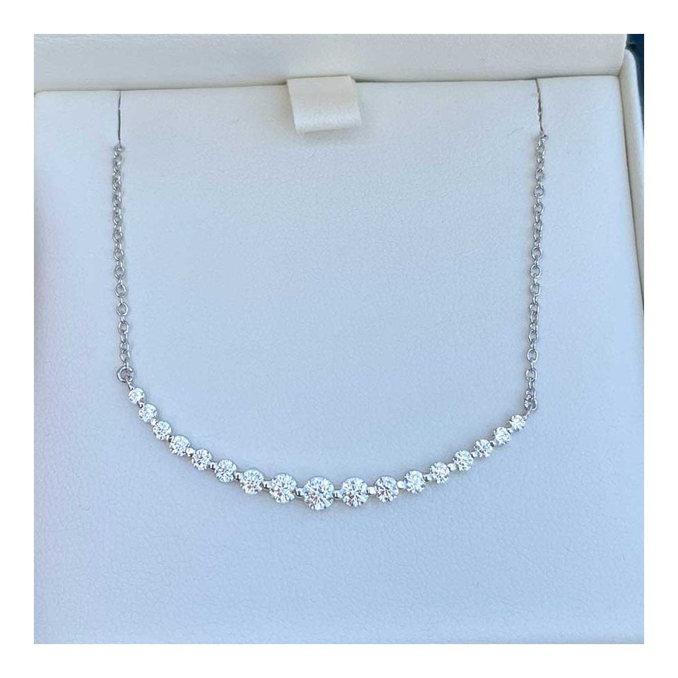 Francis & Gaye Sterling Silver Stone Set Curved Necklace