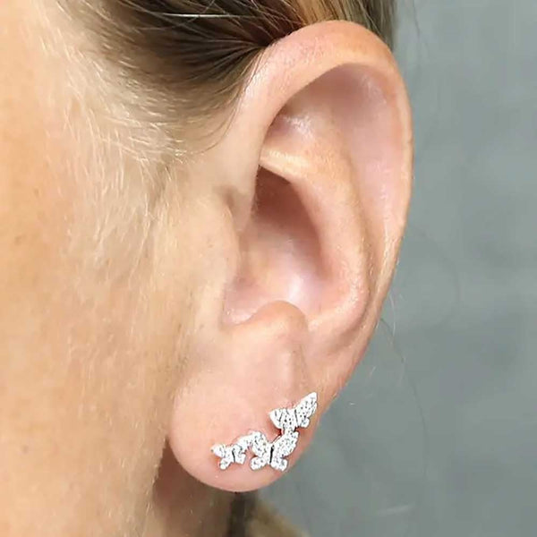 Francis & Gaye Sterling Silver Stone Set Ear Climbers