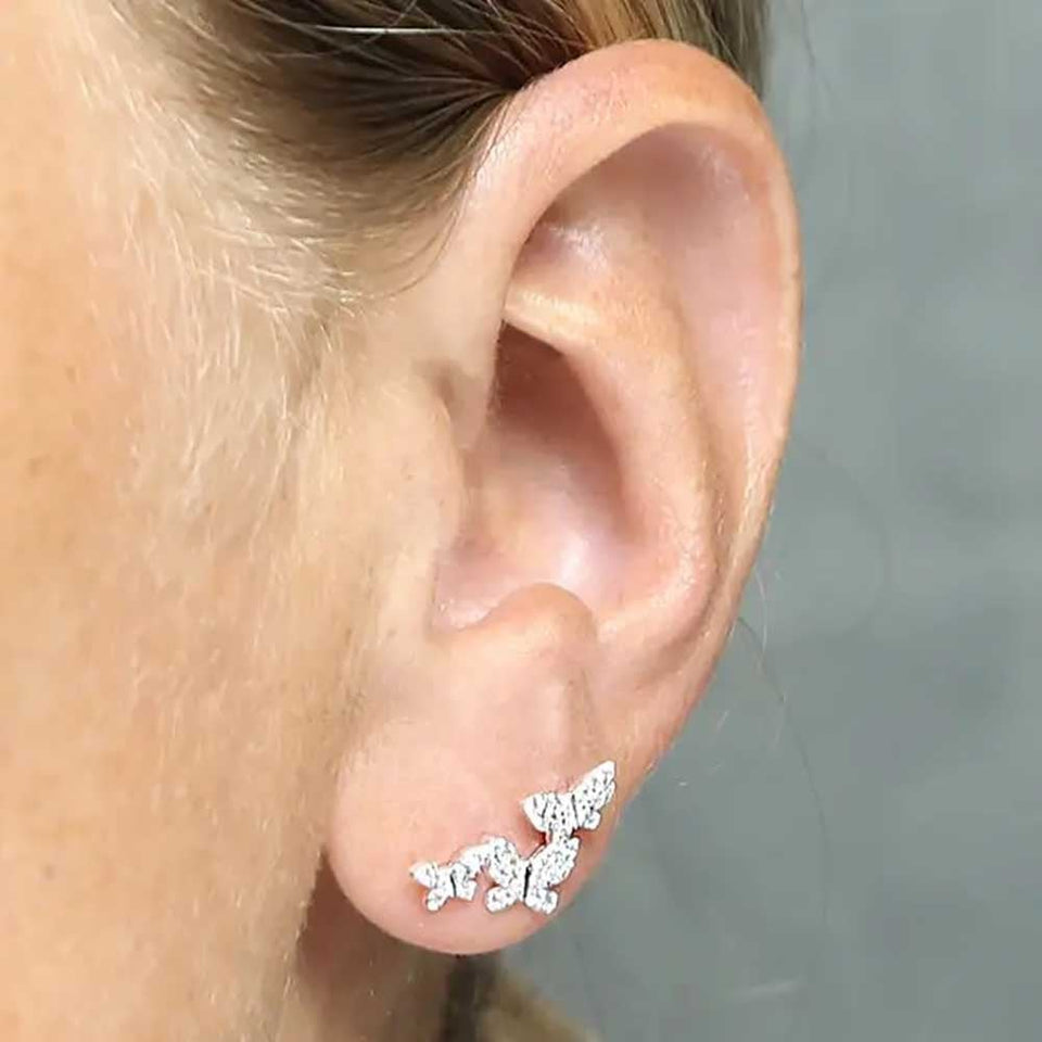 Francis & Gaye Sterling Silver Stone Set Ear Climbers