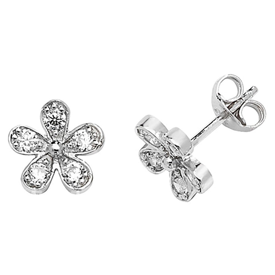 Francis & Gaye Sterling Silver Stone Set Flower Earrings