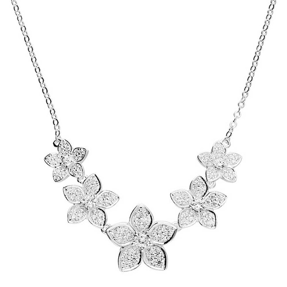 Francis & Gaye Sterling Silver Stone Set Flower Necklace
