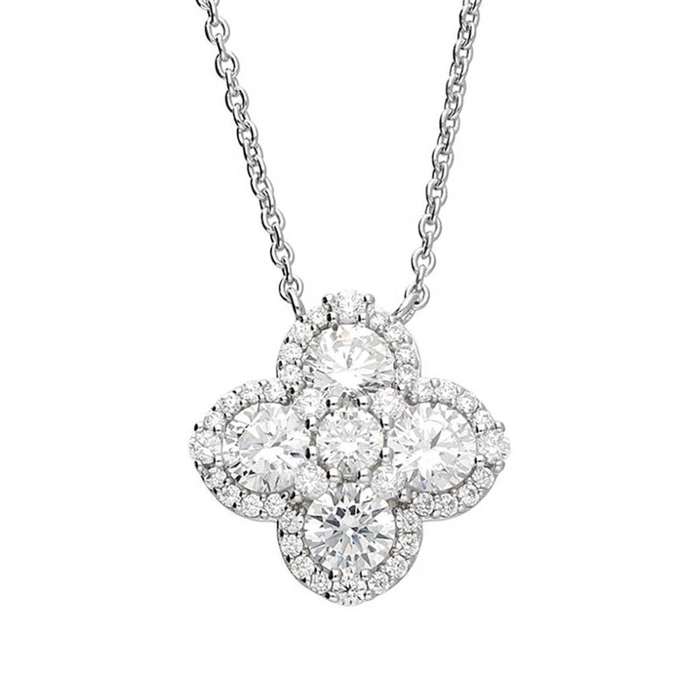 Francis & Gaye Sterling Silver Stone Set Flower Necklace