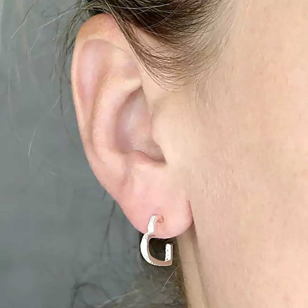 Francis & Gaye Sterling Silver Stone Set Half Heart Hoops