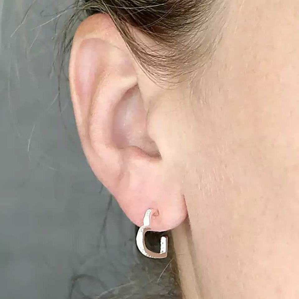 Francis & Gaye Sterling Silver Stone Set Half Heart Hoops