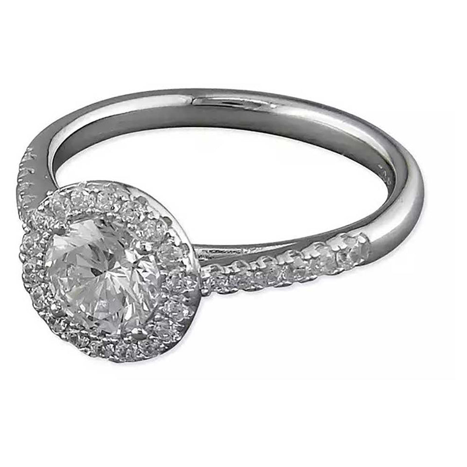 Francis & Gaye Sterling Silver Stone Set Halo Ring