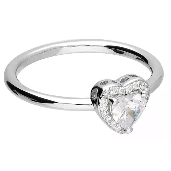 Francis & Gaye Sterling Silver Stone Set Heart Halo Ring