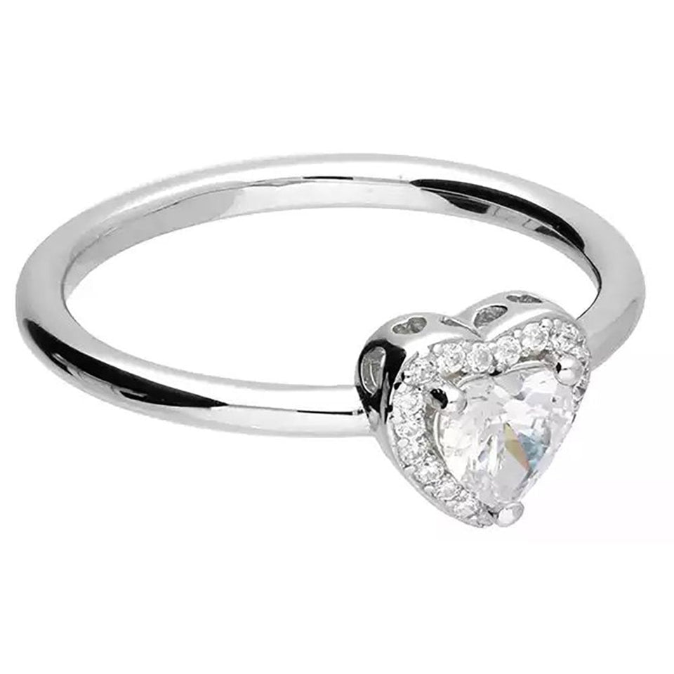 Francis & Gaye Sterling Silver Stone Set Heart Halo Ring