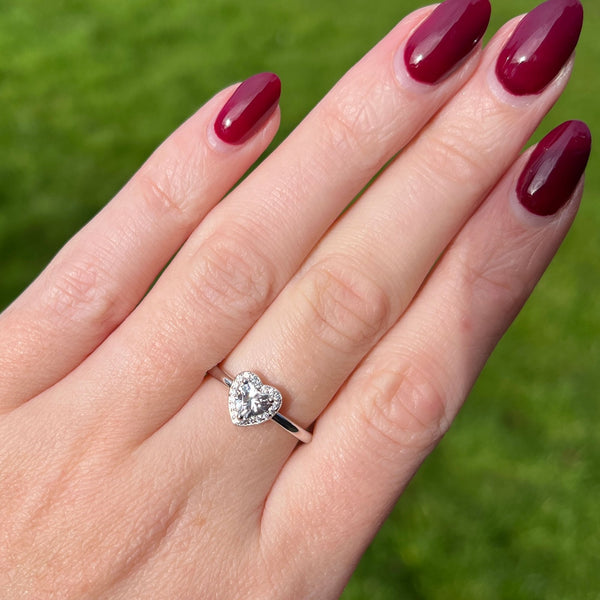 Francis & Gaye Sterling Silver Stone Set Heart Halo Ring