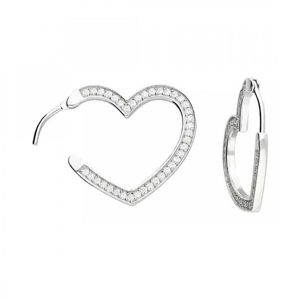 Francis & Gaye Sterling Silver Stone Set Heart Hoops
