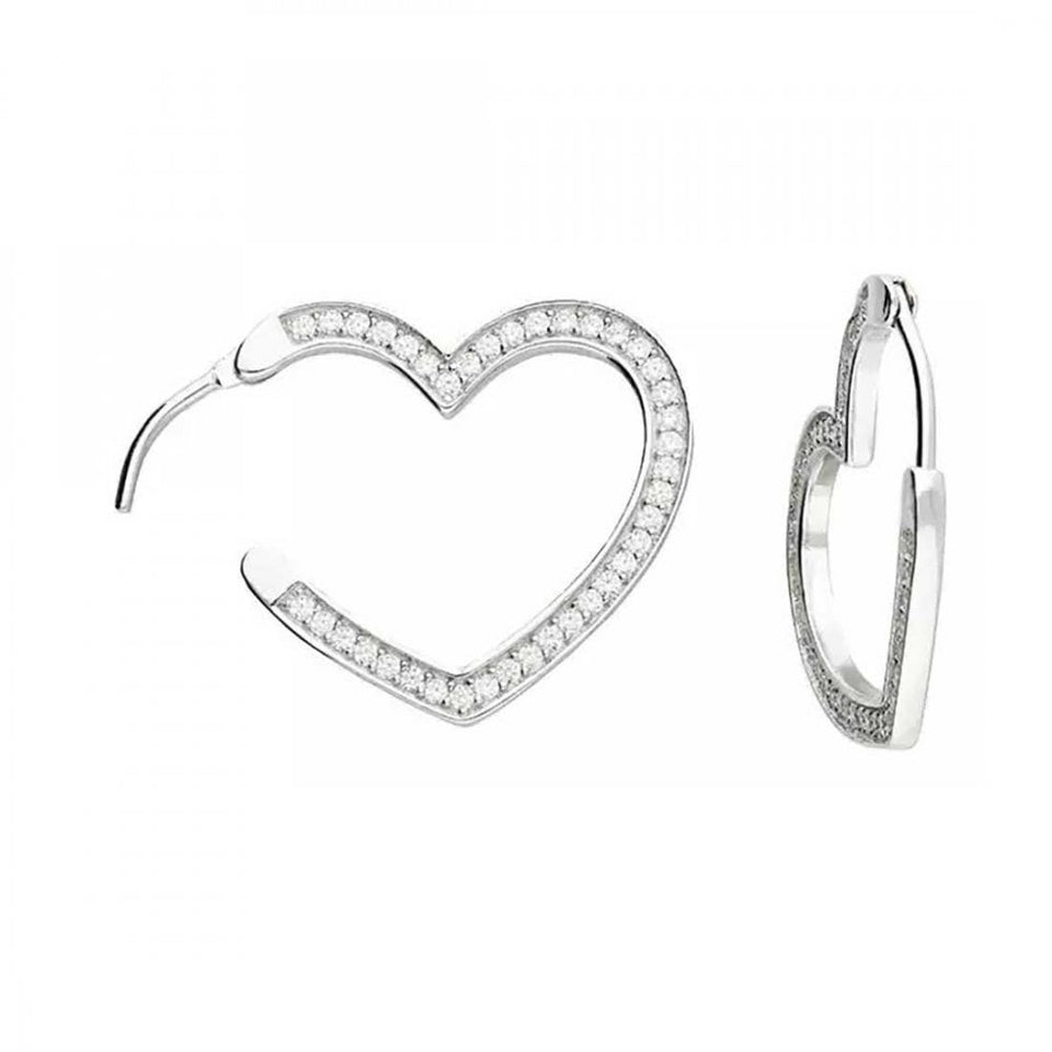 Francis & Gaye Sterling Silver Stone Set Heart Hoops
