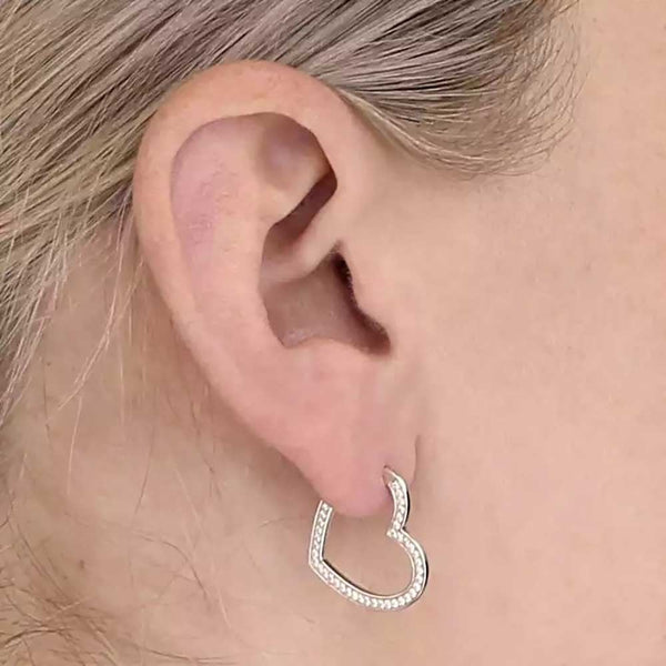 Francis & Gaye Sterling Silver Stone Set Heart Hoops