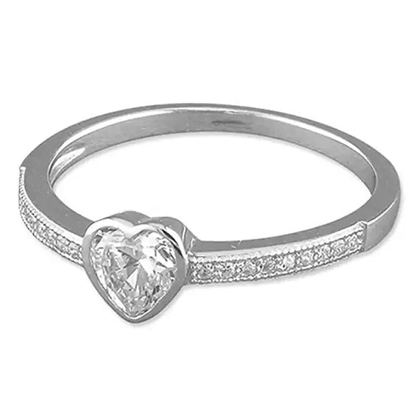 Francis & Gaye Sterling Silver Stone Set Heart Ring