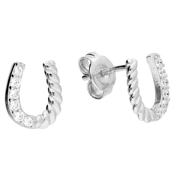 Francis & Gaye Sterling Silver Stone Set Horseshoe Earrings