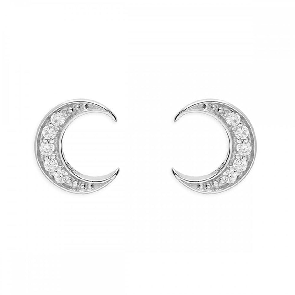 Francis & Gaye Sterling Silver Stone Set Moon Studs