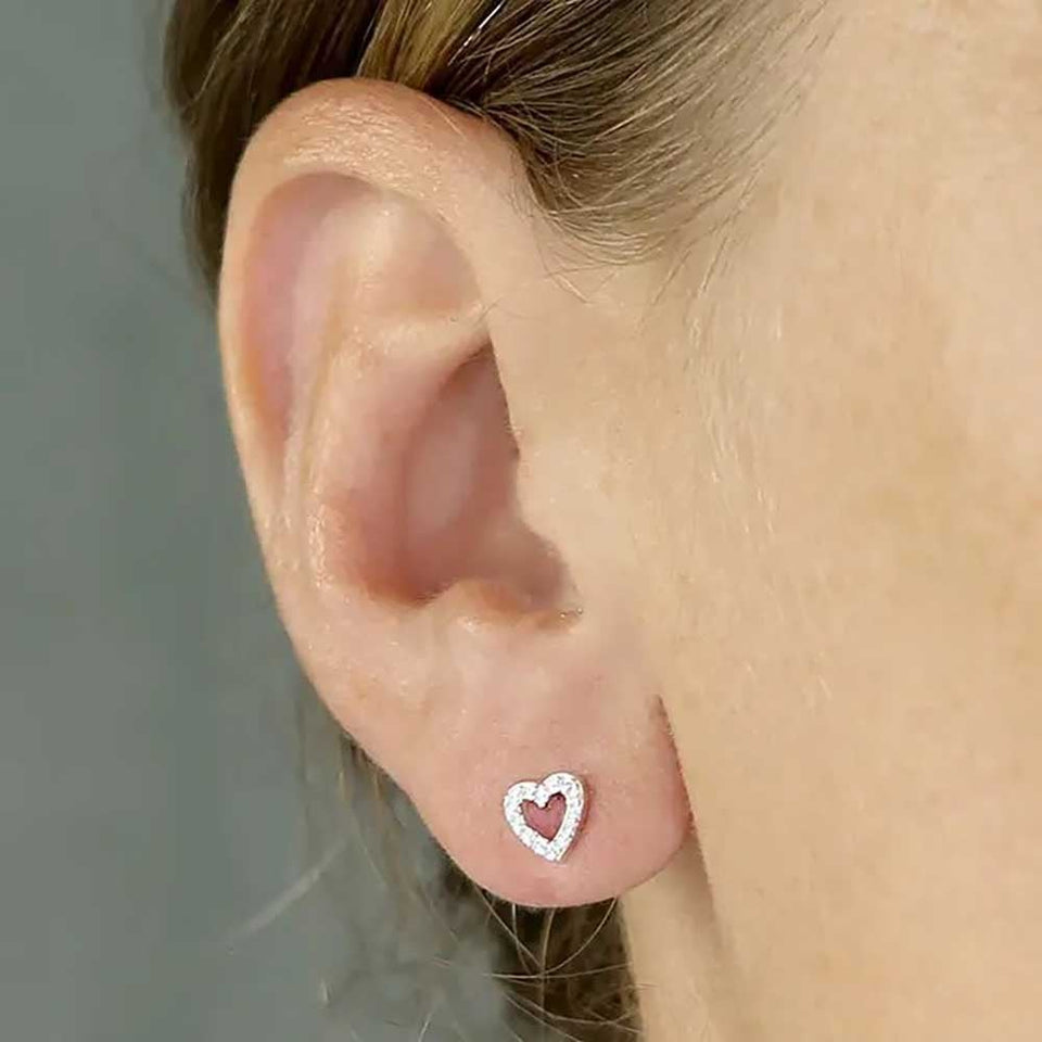 Francis & Gaye Sterling Silver Stone Set Open Heart Earrings