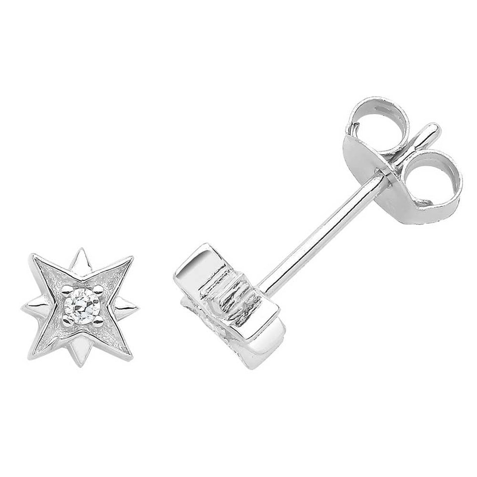 Francis & Gaye Sterling Silver Stone Set Star Earrings