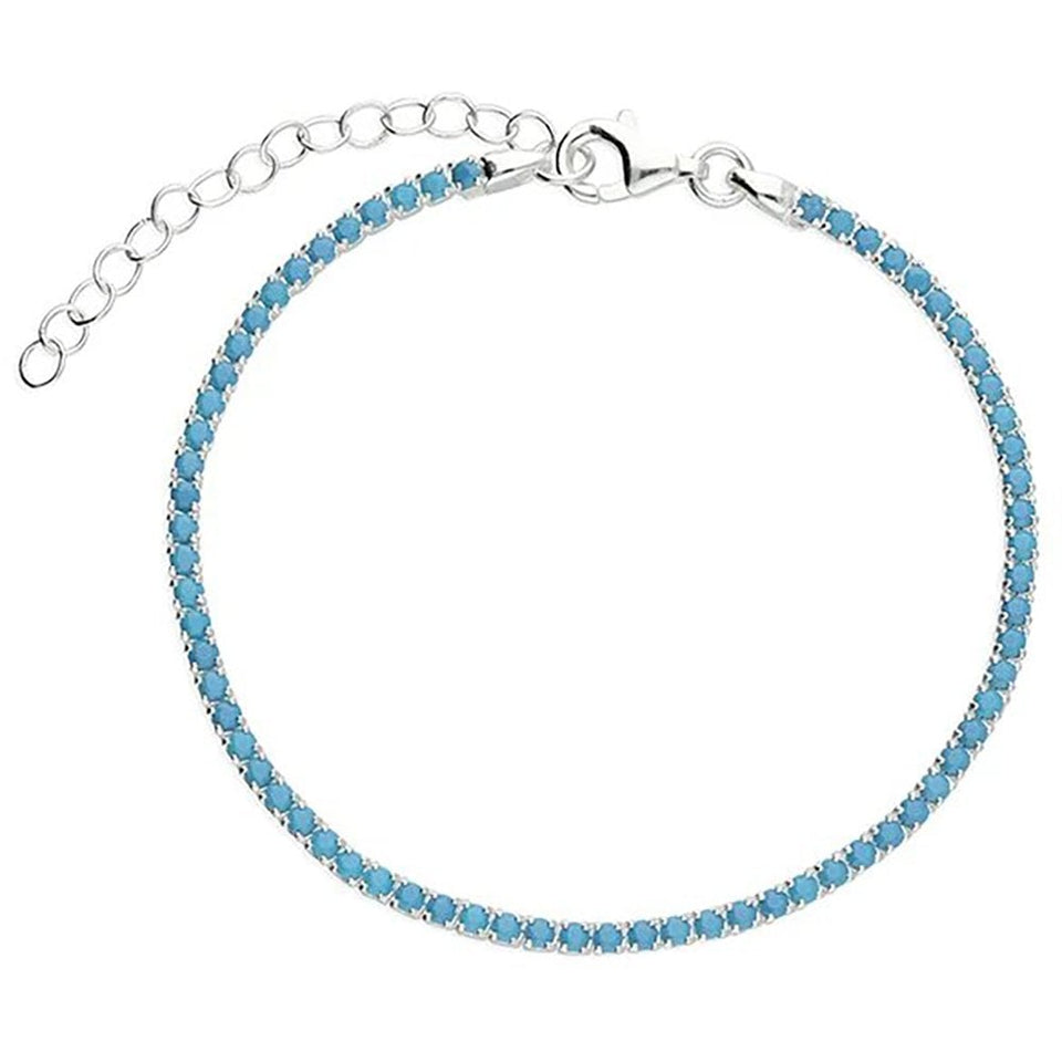Francis & Gaye Sterling Silver Synthetic Turquoise Tennis Bracelet