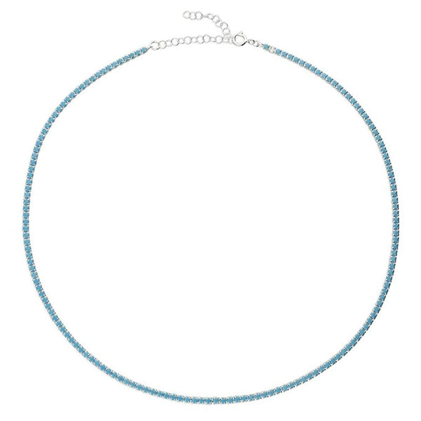 Francis & Gaye Sterling Silver Synthetic Turquoise Tennis Necklace