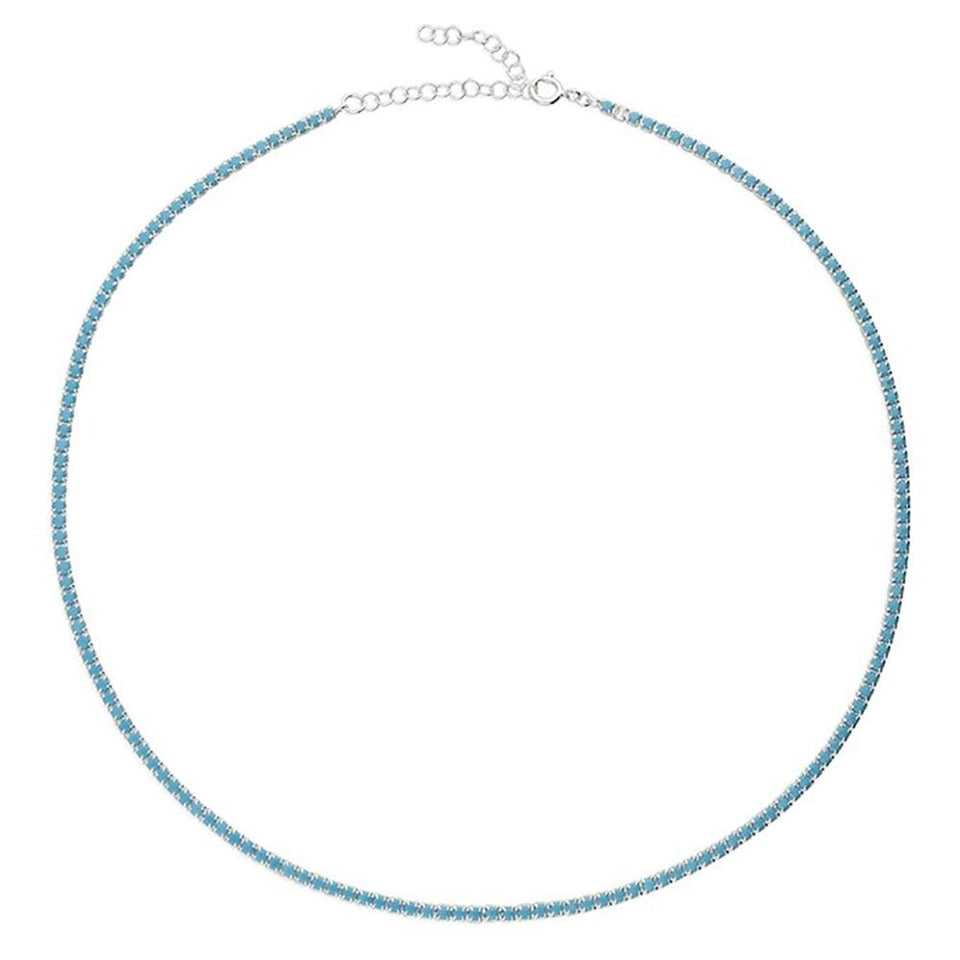Francis & Gaye Sterling Silver Synthetic Turquoise Tennis Necklace
