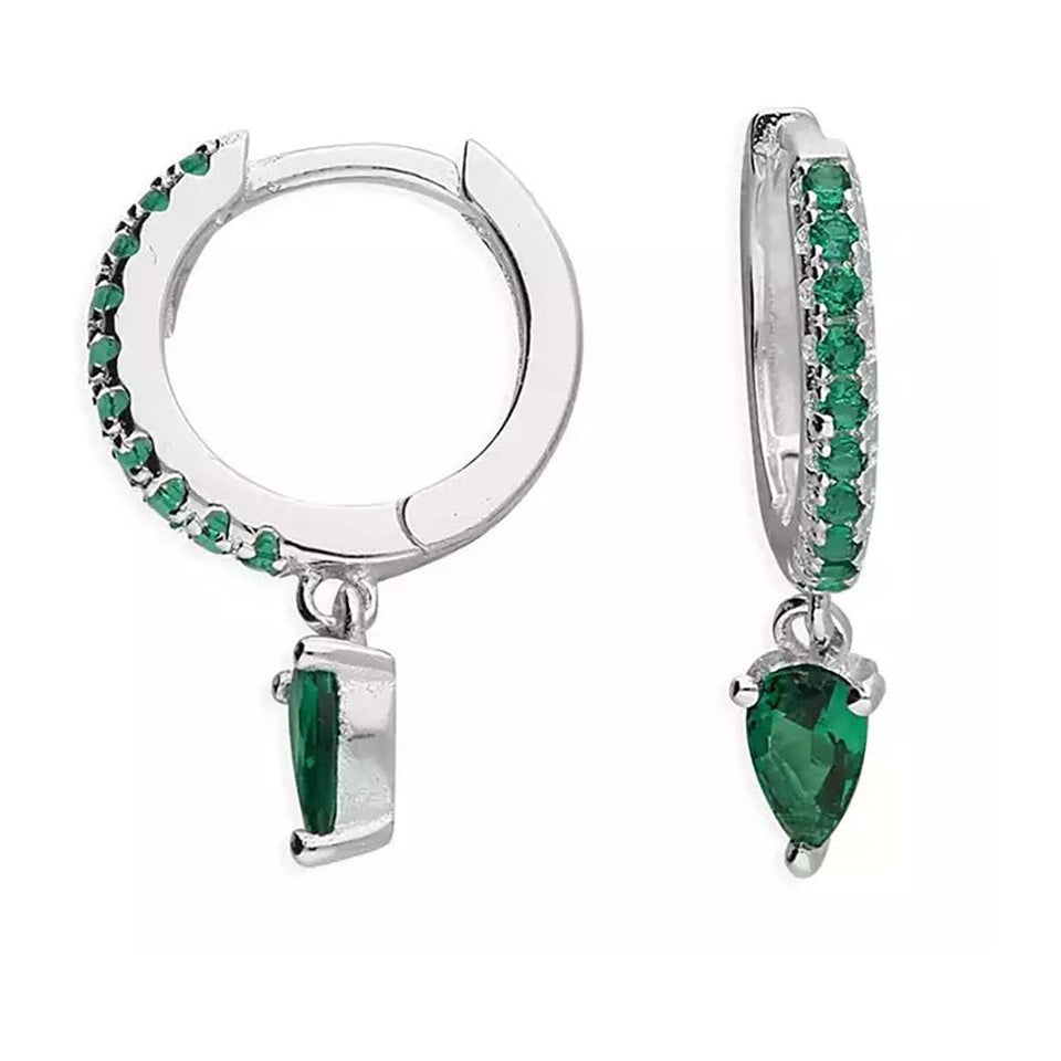 Francis & Gaye Sterling Silver Teardrop Charm Hoops