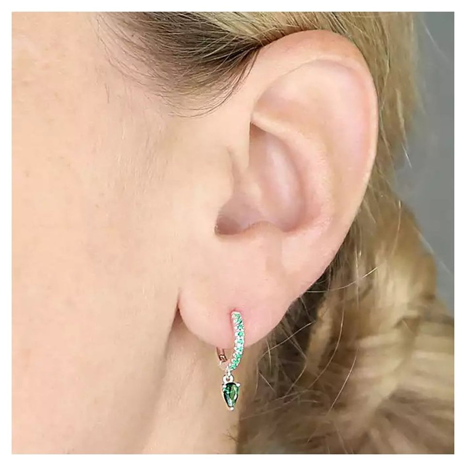 Francis & Gaye Sterling Silver Teardrop Charm Hoops