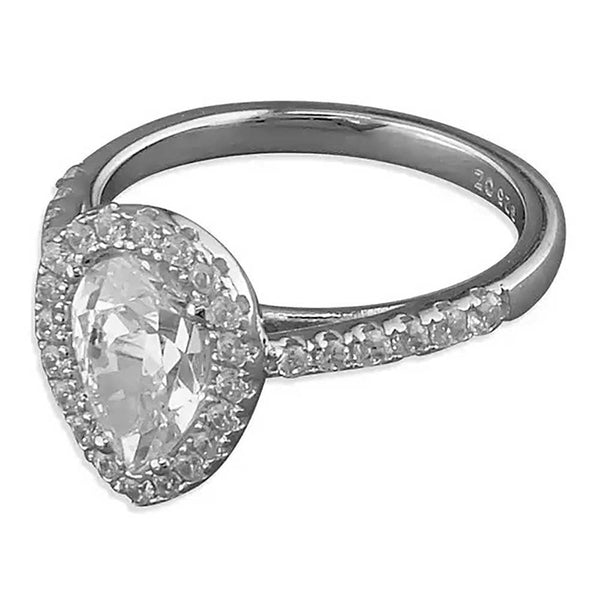 Francis & Gaye Sterling Silver Teardrop Halo Ring