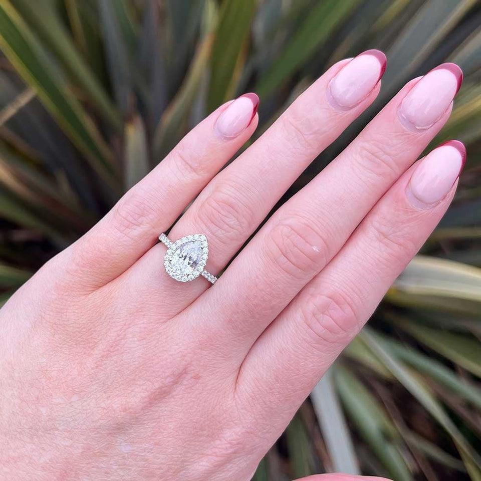 Francis & Gaye Sterling Silver Teardrop Halo Ring