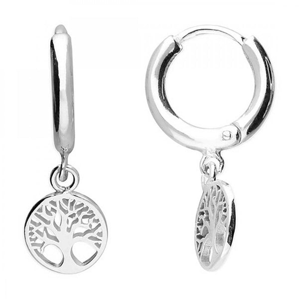 Francis & Gaye Sterling Silver Tree of Life Huggie Hoops