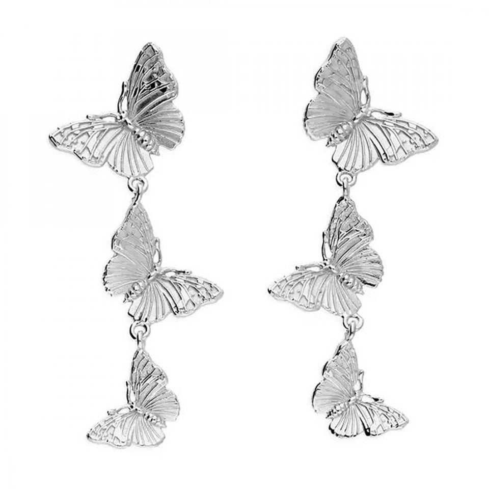 Francis & Gaye Sterling Silver Triple Butterfly Drops
