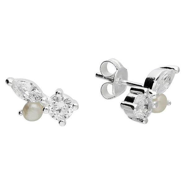 Francis & Gaye Sterling Silver Triple Stone Ear Studs