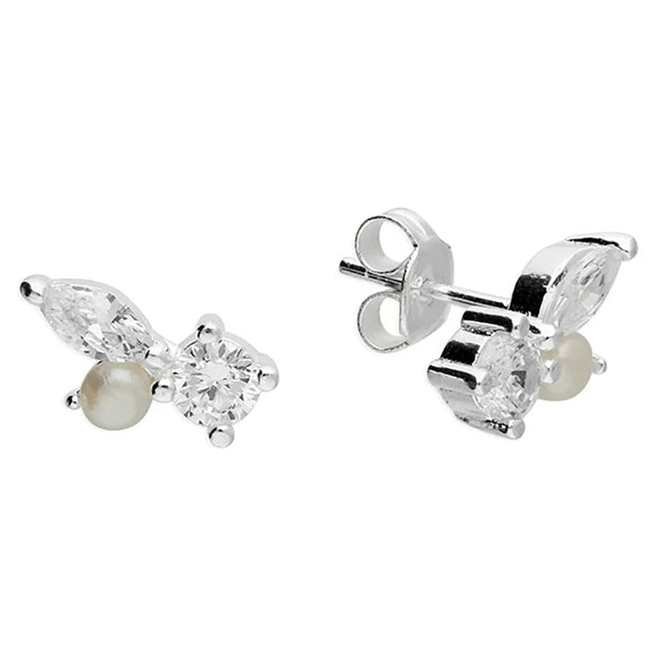Francis & Gaye Sterling Silver Triple Stone Ear Studs