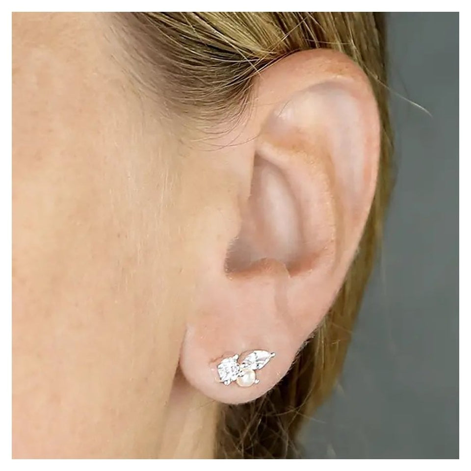 Francis & Gaye Sterling Silver Triple Stone Ear Studs
