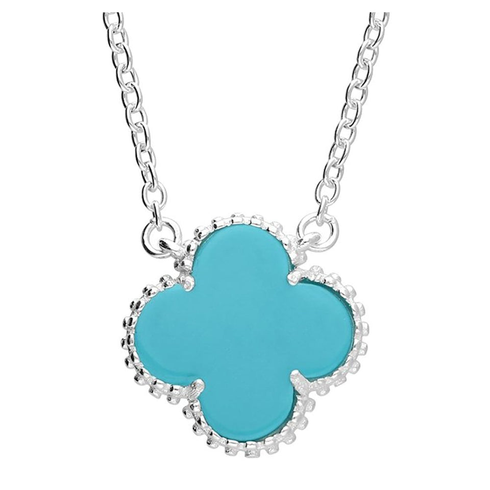 Francis & Gaye Sterling Silver Turquoise Clover Necklace