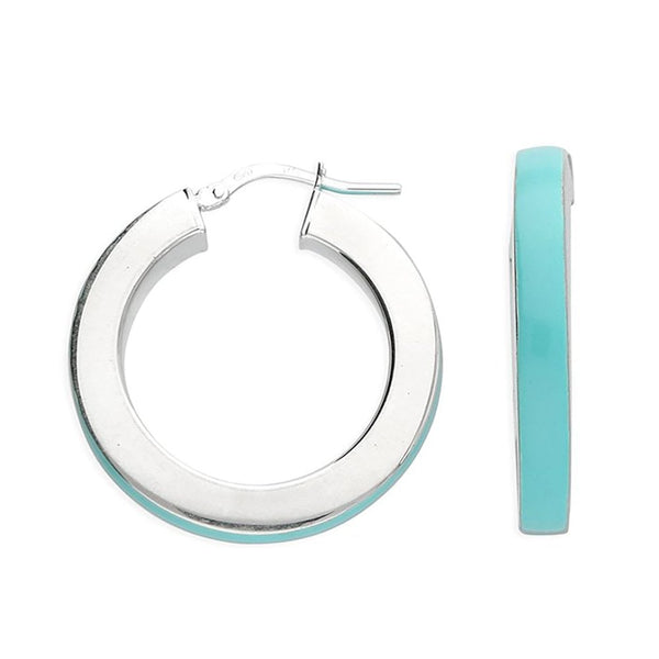 Francis & Gaye Sterling Silver Turquoise Enamel Hoops