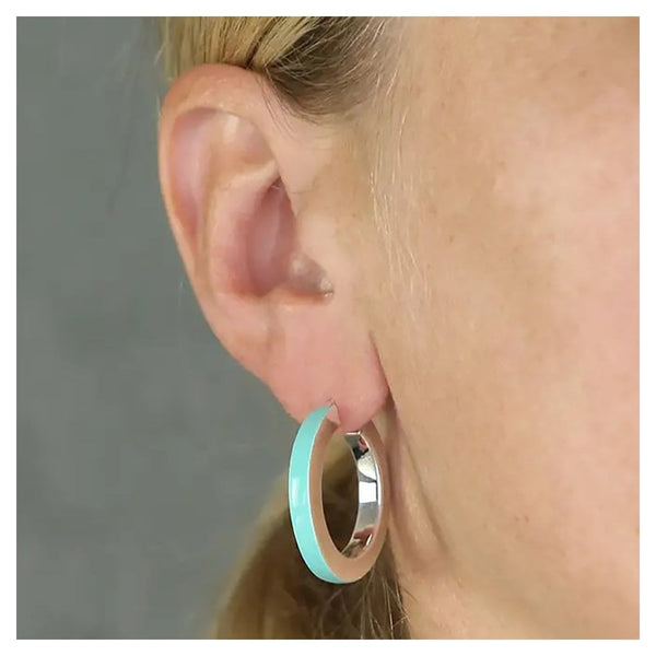 Francis & Gaye Sterling Silver Turquoise Enamel Hoops