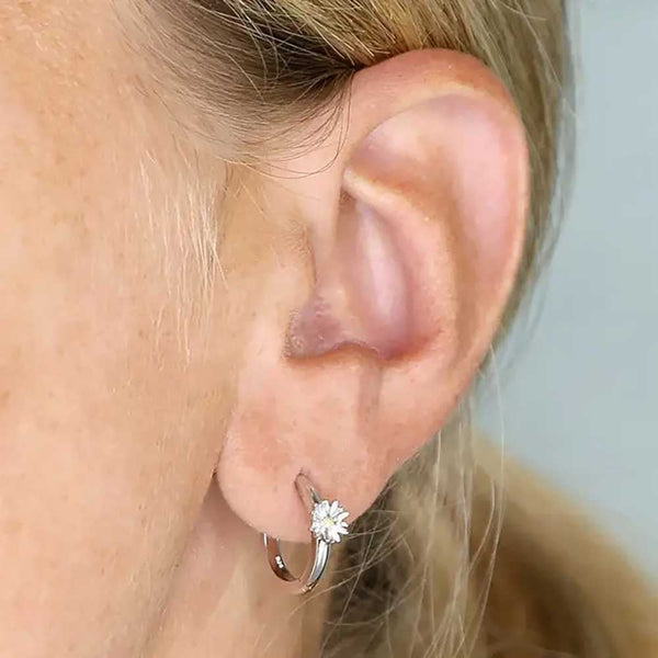Francis & Gaye Sterling Silver Two Tone Daisy Hoops