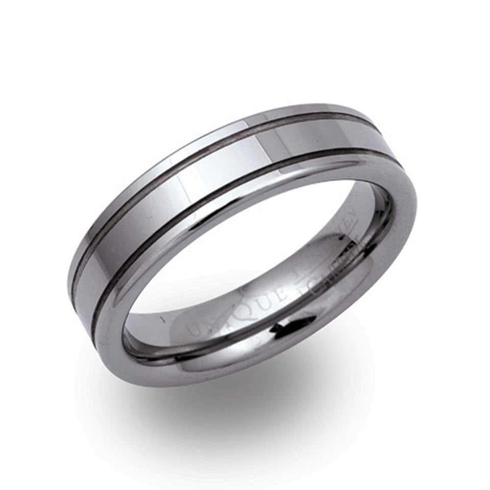 Francis & Gaye Tungsten 6mm Grooved Band Ring