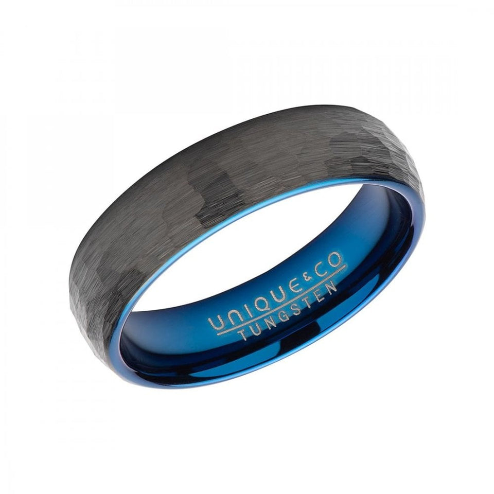 Francis & Gaye Tungsten Black IP Plated Hammered 6mm Ring