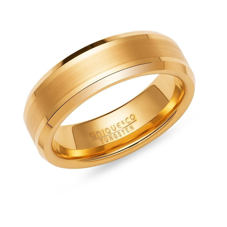 Francis & Gaye Tungsten Carbide Gold Plated 7mm Ring