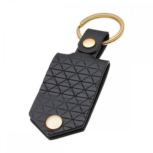 Fred Bennett Black Detailed Recycled Leather Gold Tone Keyring