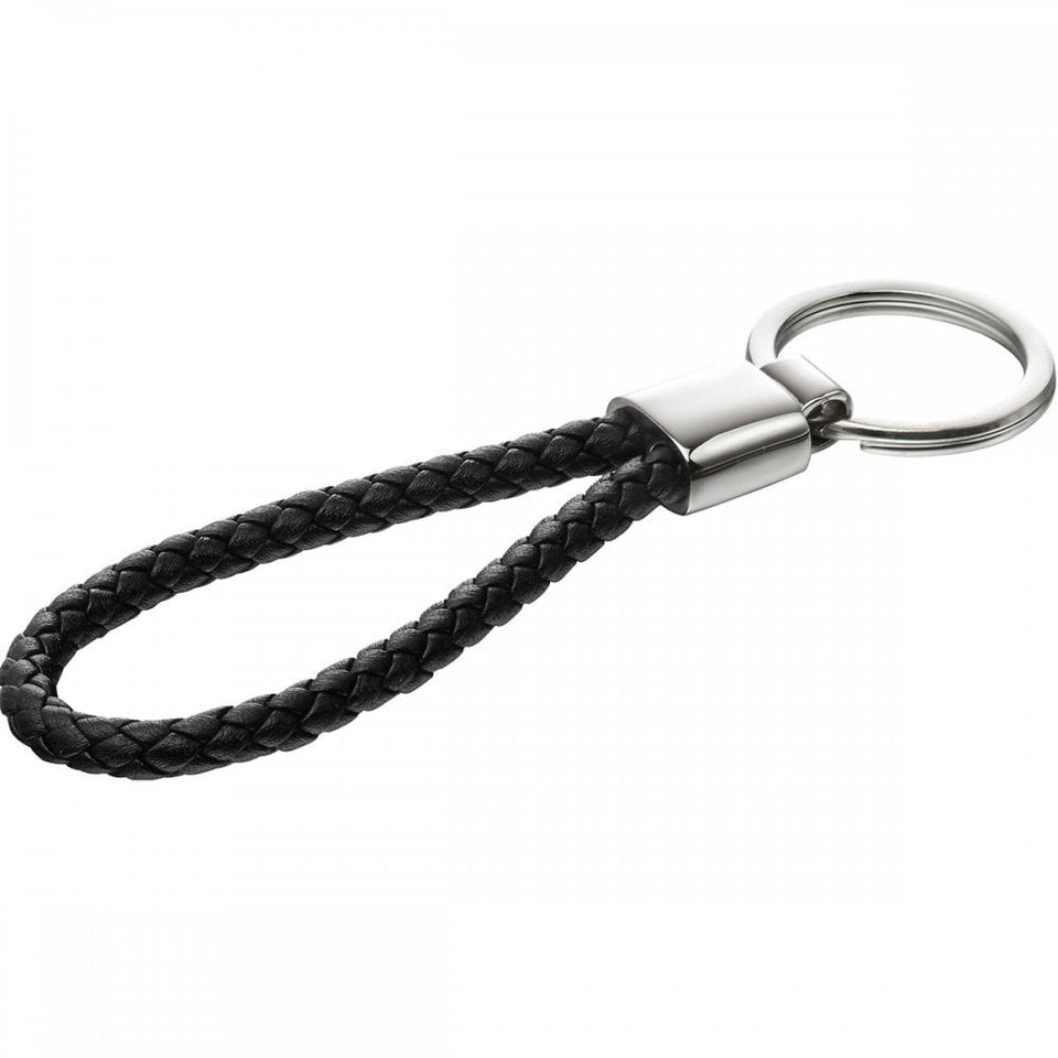 Fred Bennett Black Leather Plait Keyring