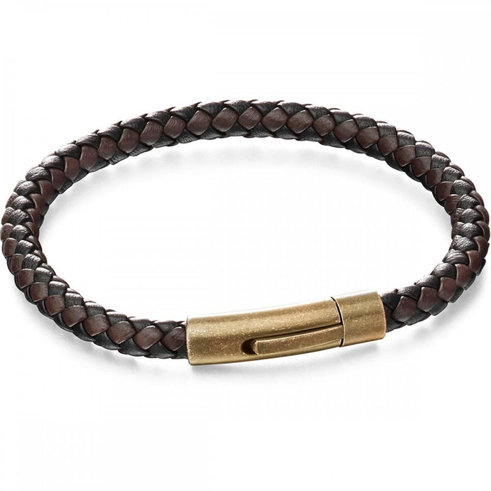 Fred Bennett Brown Gold Clasp Leather Bracelet